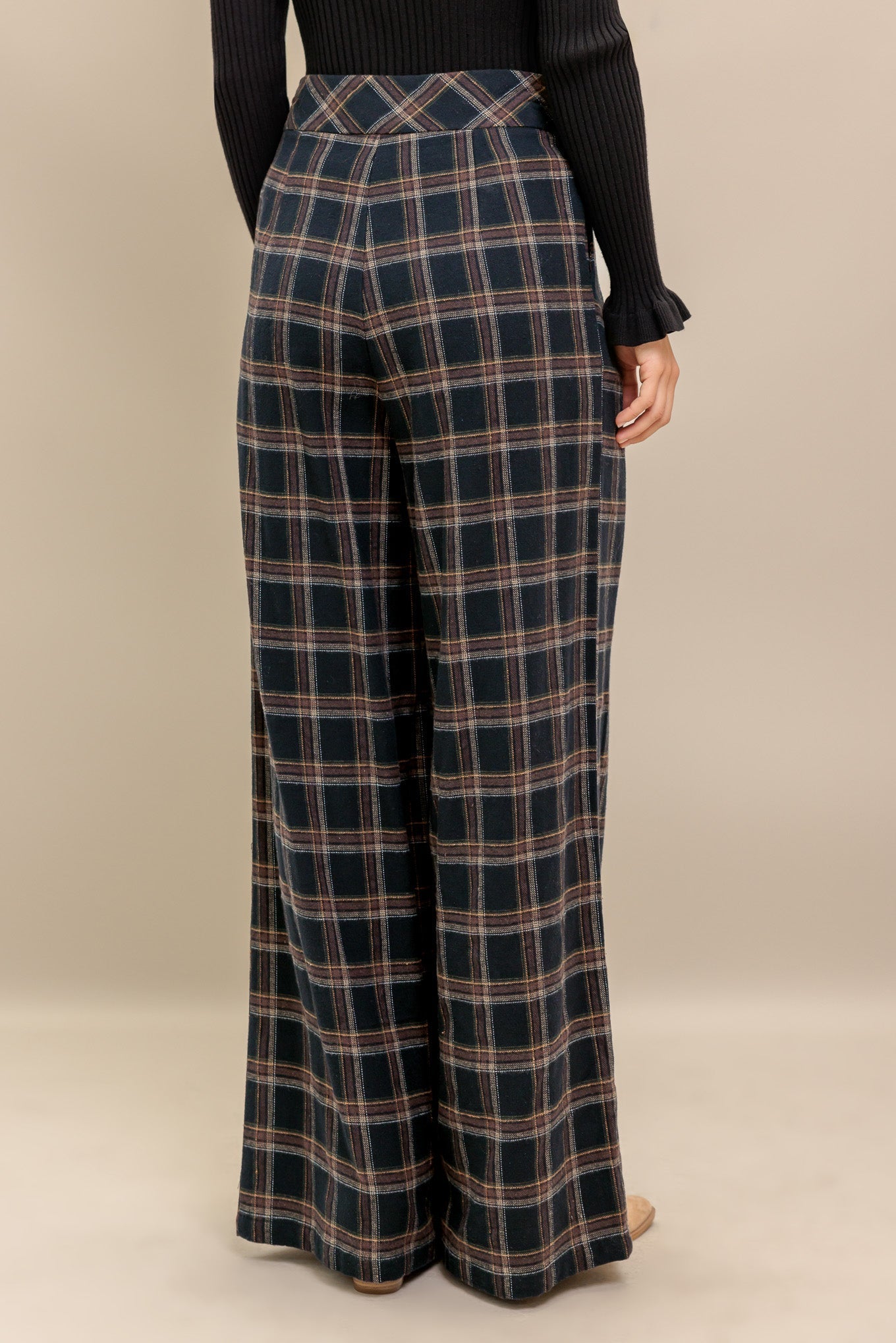 LATTE SUNDAY WOVEN PLAID PANTS Flying Tomato